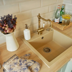 мивка за кухня, изработена от опции за снимки от изкуствен камък