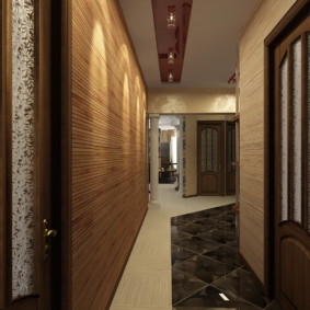 papier peint pour le couloir avec des portes sombres décor photo
