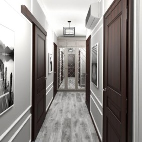 papier peint pour le couloir avec des idées de décoration de portes sombres