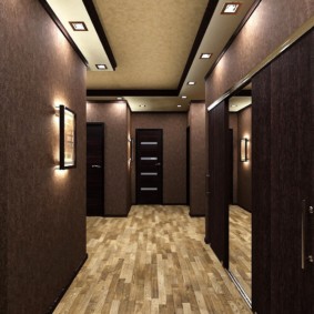 wallpaper for the corridor with dark doors design ideas