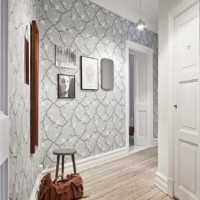 wallpaper in a large hallway interior ideas