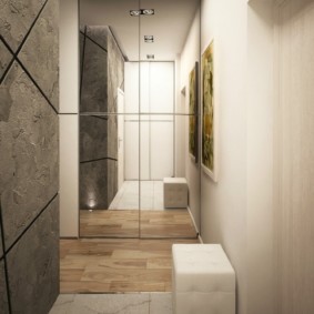 combination of tiles and laminate in the hallway interior ideas