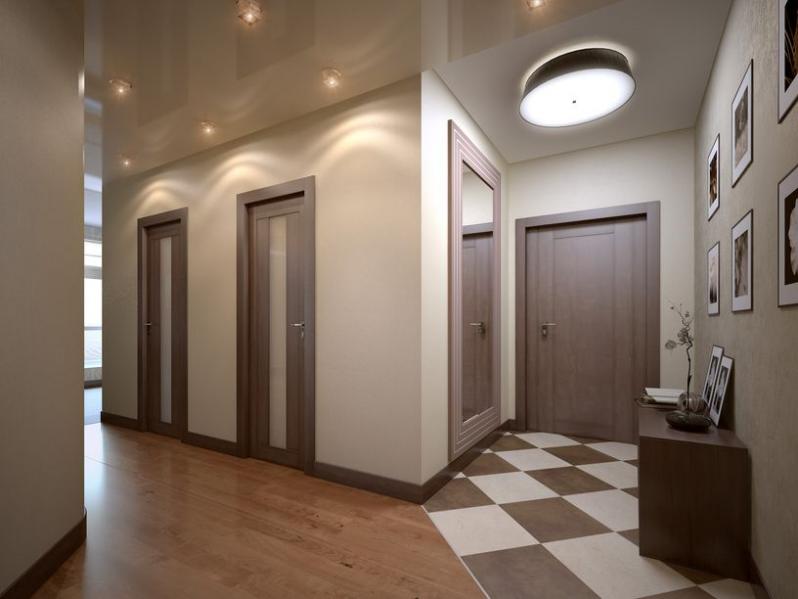 combination of tile and laminate in the hallway