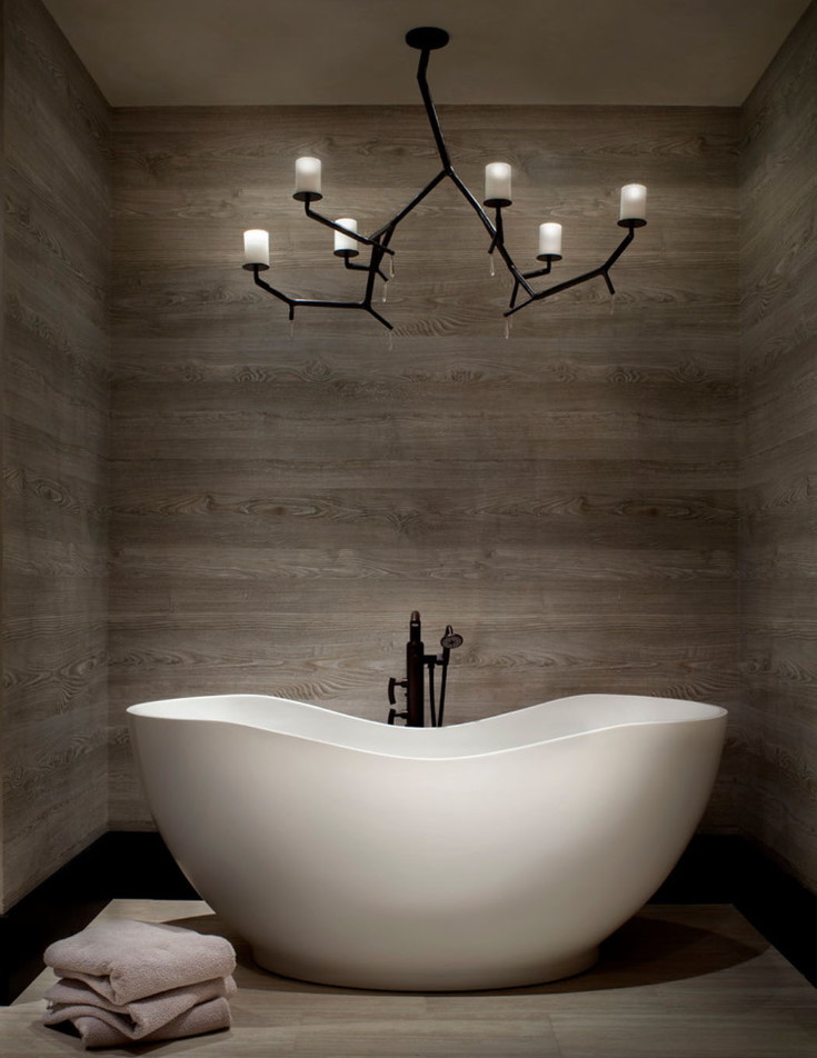 אמבטיה אקרילית לבנה בסגנון מודרני
