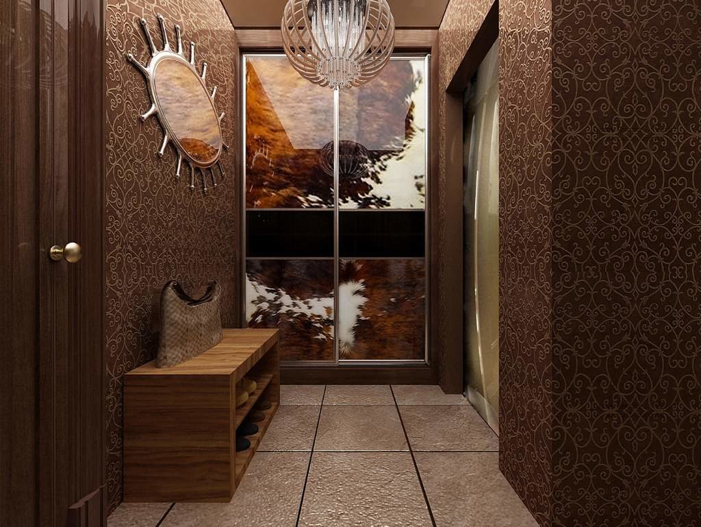 choose wallpaper in the hallway with dark doors