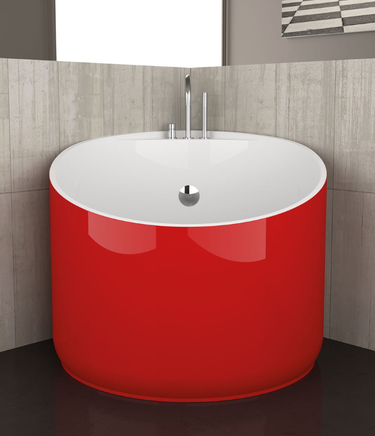 אמבטיה אדומה עגולה אקרילית