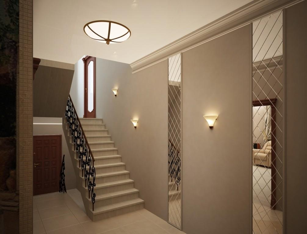 sconces in the hallway with stairs