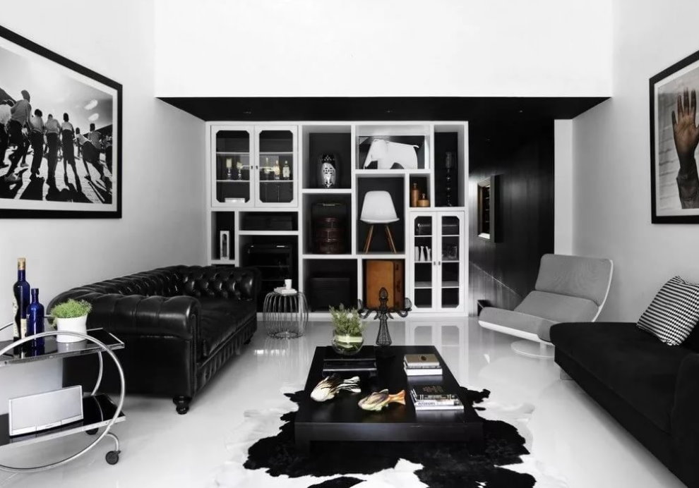 Kontrastný moderný obývacia izba