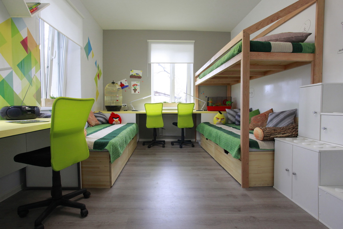 غرفة للأطفال لثلاثة أفكار التصميم