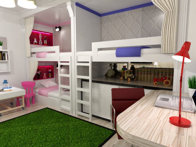 غرفة الأطفال لثلاثة أطفال تصميم الأفكار
