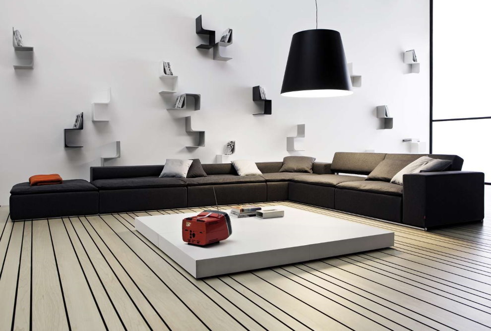 Sofá da sala de estar do minimalismo baixo angular