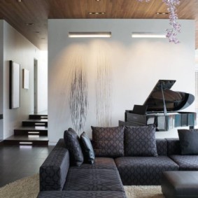 Black piano in a country house