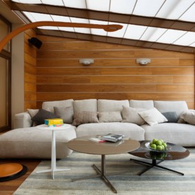 Wood paneling in the living room