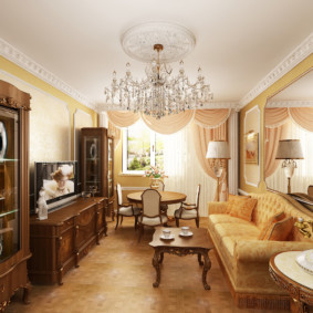 غرفة المعيشة الكلاسيكية في شقة منزل لوحة