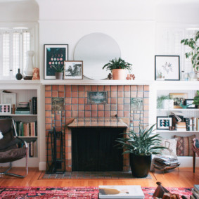 Brick hearth in the living room