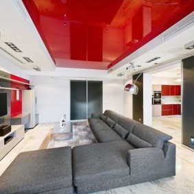 Red canvas stretch ceiling