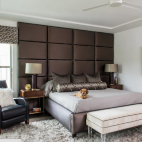 Brown color in the interior of the bedroom