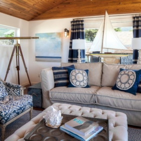 living room in blue tones design photo