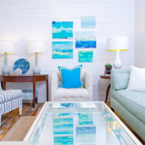living room in blue tones photo decoration