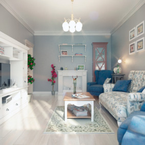 living room in blue tones