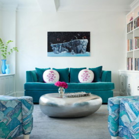 living room in blue tones options