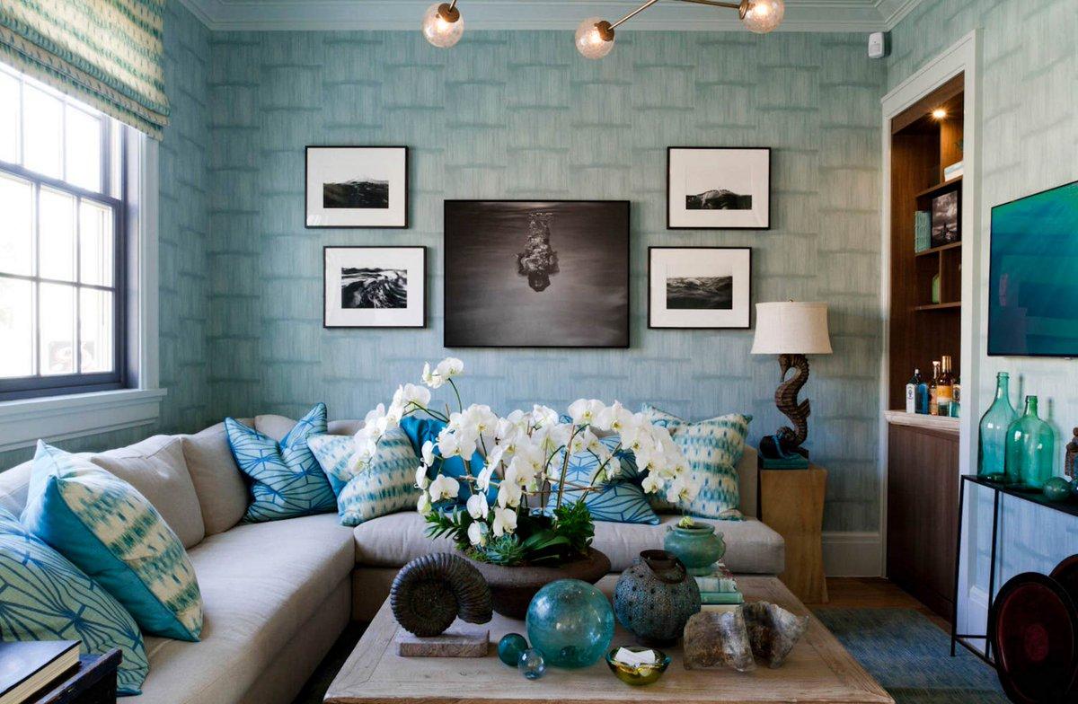 soggiorno in tonalità blu foto design