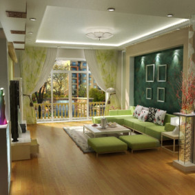 obývacia izba v zelenom dizajne nápady