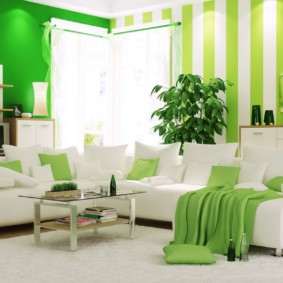غرفة المعيشة في ديكور صور خضراء