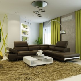 ruang tamu dalam idea hiasan hijau