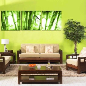 obývacia izba v zelenom interiéri nápady