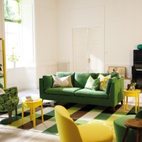 gyvenamasis kambarys su žalių nuotraukų idėjomis