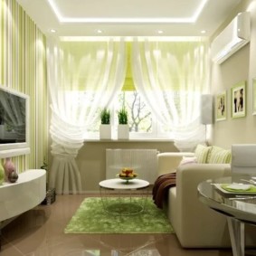 obývacia izba v zelených nápadoch na interiérový dizajn
