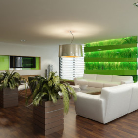 ruang tamu dalam idea reka bentuk hijau
