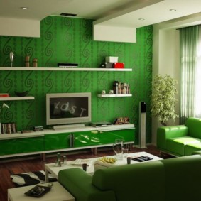 dzīvojamā istaba ar zaļām idejām
