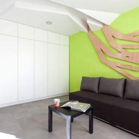 obývacia izba v zelených druhoch dekorácie
