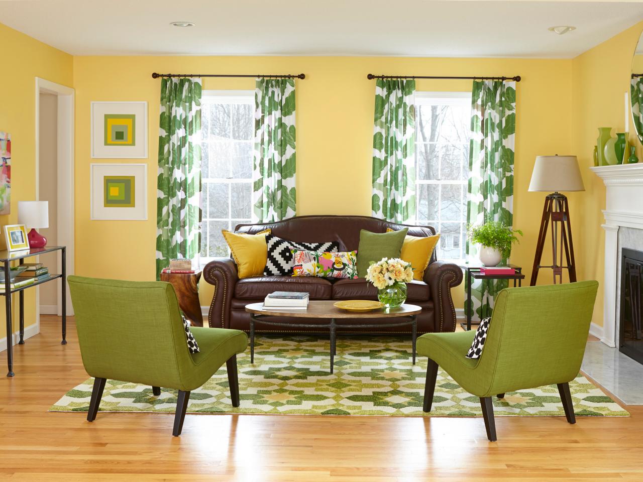 غرفة المعيشة في الصورة الخضراء التصميم