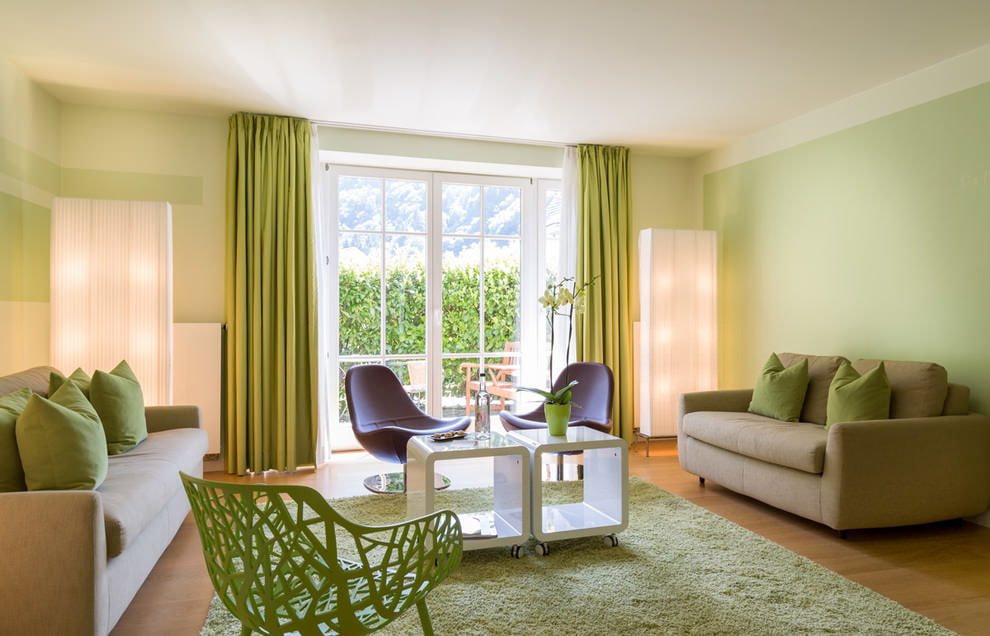 sala de estar em design verde