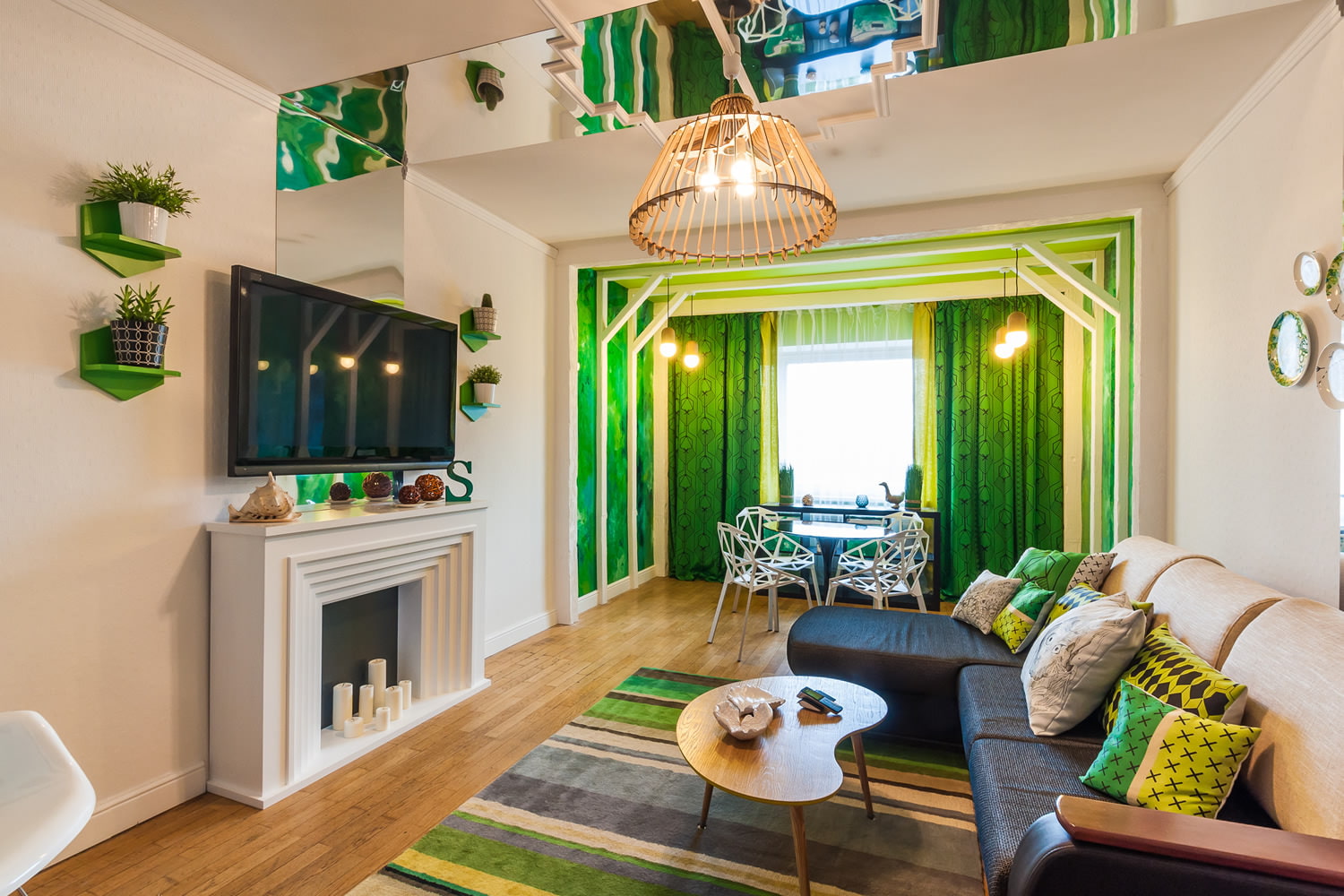 woonkamer in groene foto