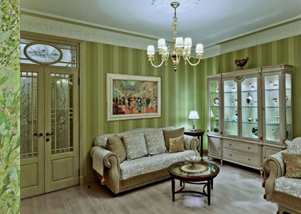 dzīvojamā istaba zaļās dizaina idejās
