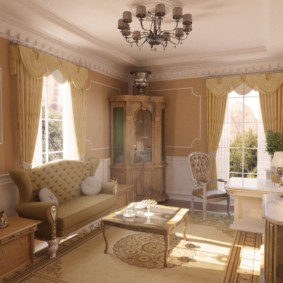 النمط الكلاسيكي ديكور غرفة المعيشة الصورة
