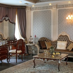 baroko stiliaus gyvenamojo kambario dizaino idėjos