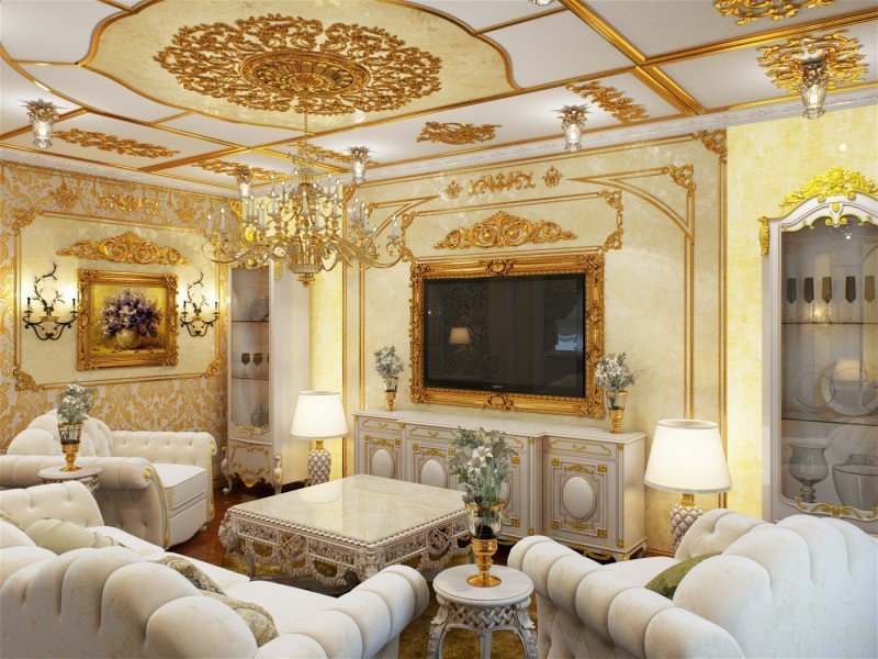 Baroko stiliaus gyvenamojo kambario idėjos