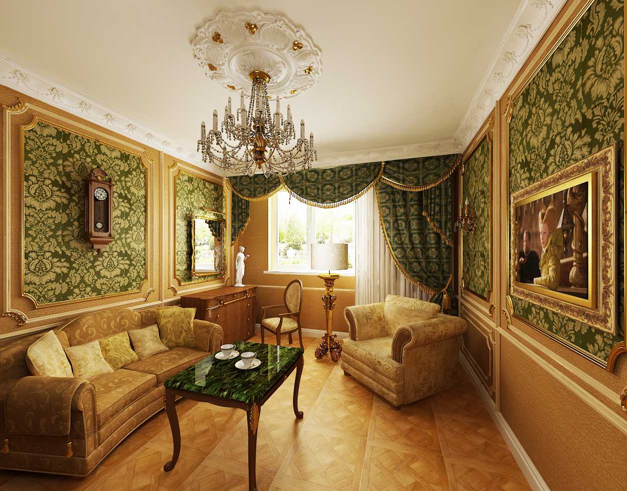 أفكار ديكور غرفة المعيشة الباروكية