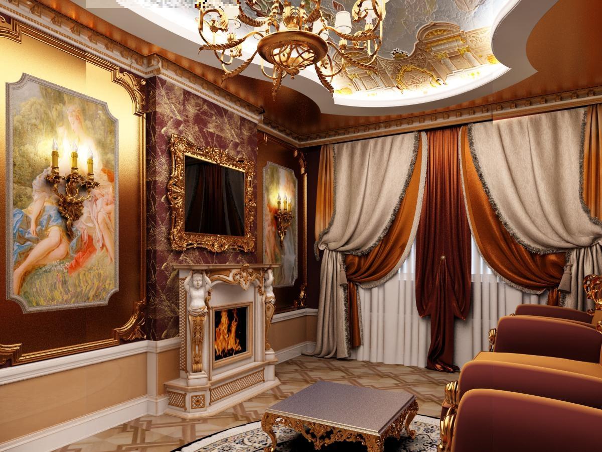 idéias de design de sala de estar barroco