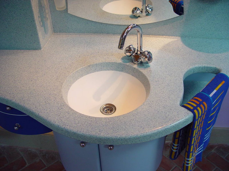 Artificial stone countertop with handrail
