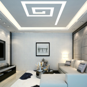sadrokartónový strop pre fotografie do obývacej izby