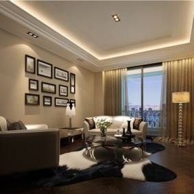 sadrokartónový strop pre dekoráciu obývacej izby