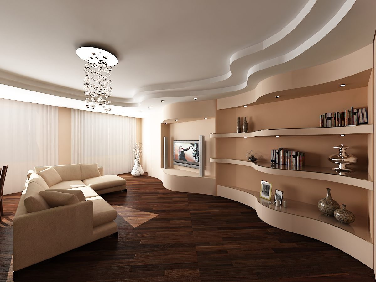 sadrokartónový strop pre dizajn obývacej izby