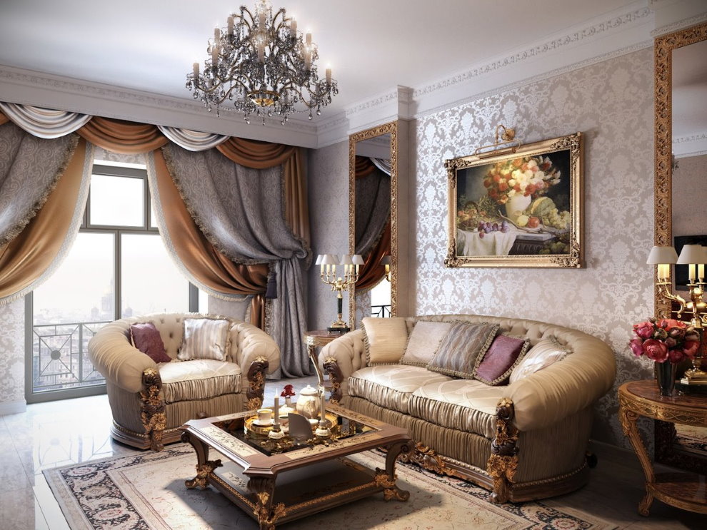 Cameră confortabilă în apartament în stil clasic