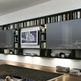 جدار التلفزيون في غرفة المعيشة الأفكار الداخلية
